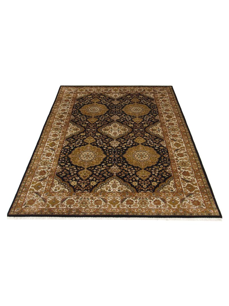 Pacific Jaipur 66917 Black Black Traditional Hand Knotted Rug