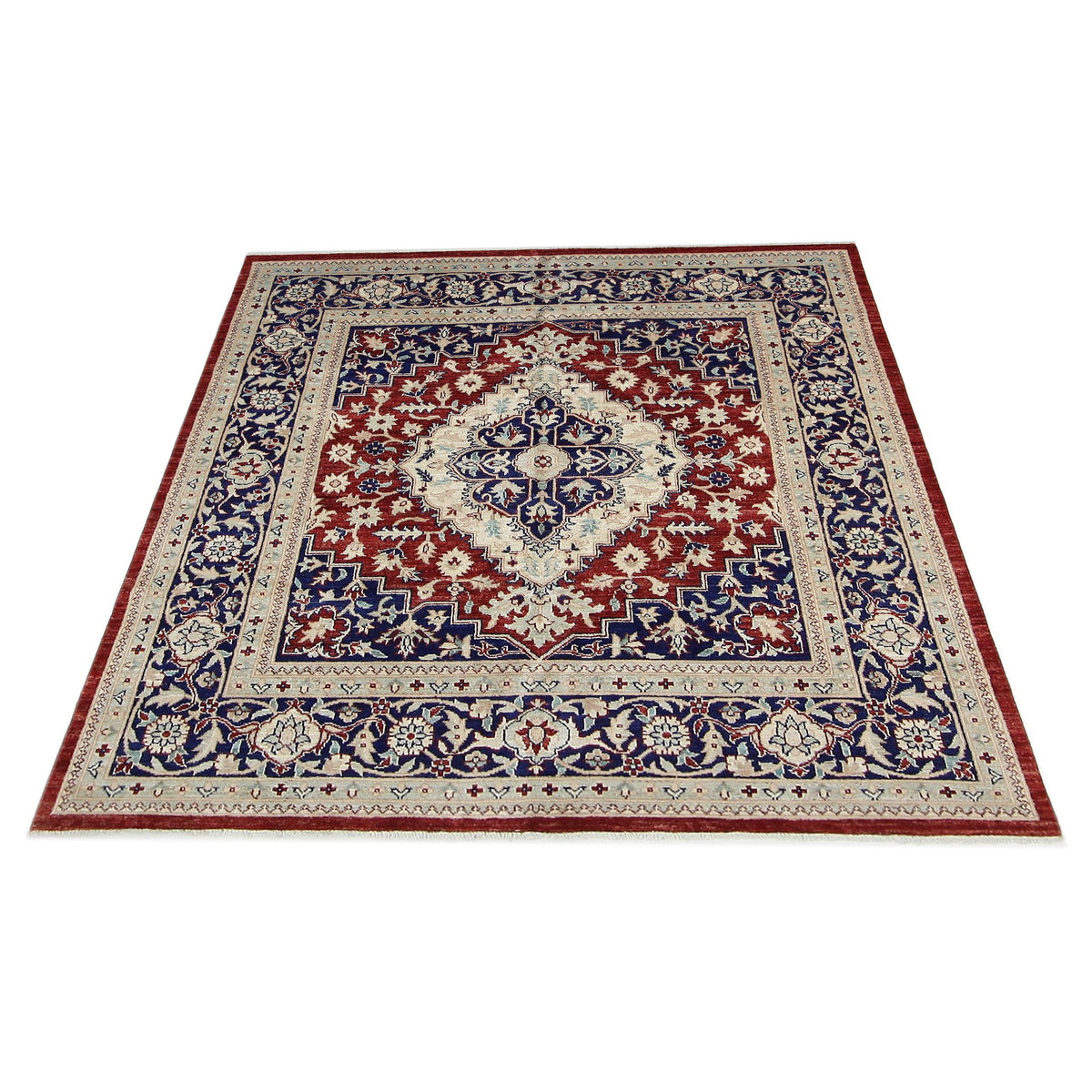 Pacific Heriz-Pk 66937 Red Navy Traditional Hand Knotted Rug