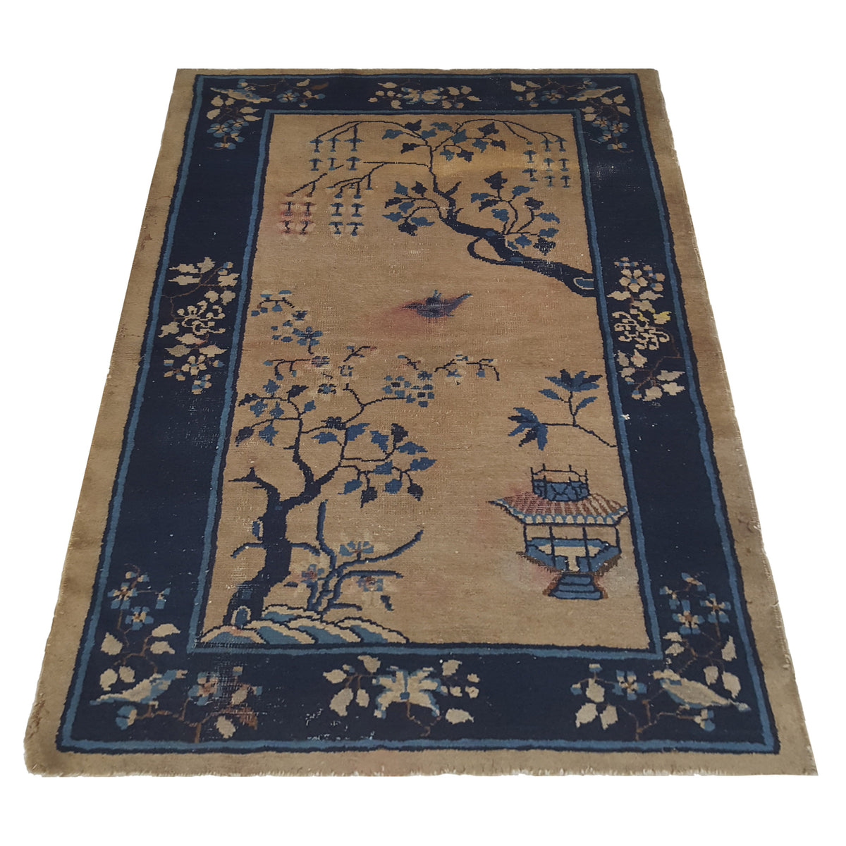 Pacific Peking 67177 Beige Navy Transitional Hand Knotted Rug
