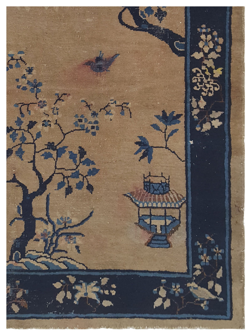 Pacific Peking 67177 Beige Navy Transitional Hand Knotted Rug