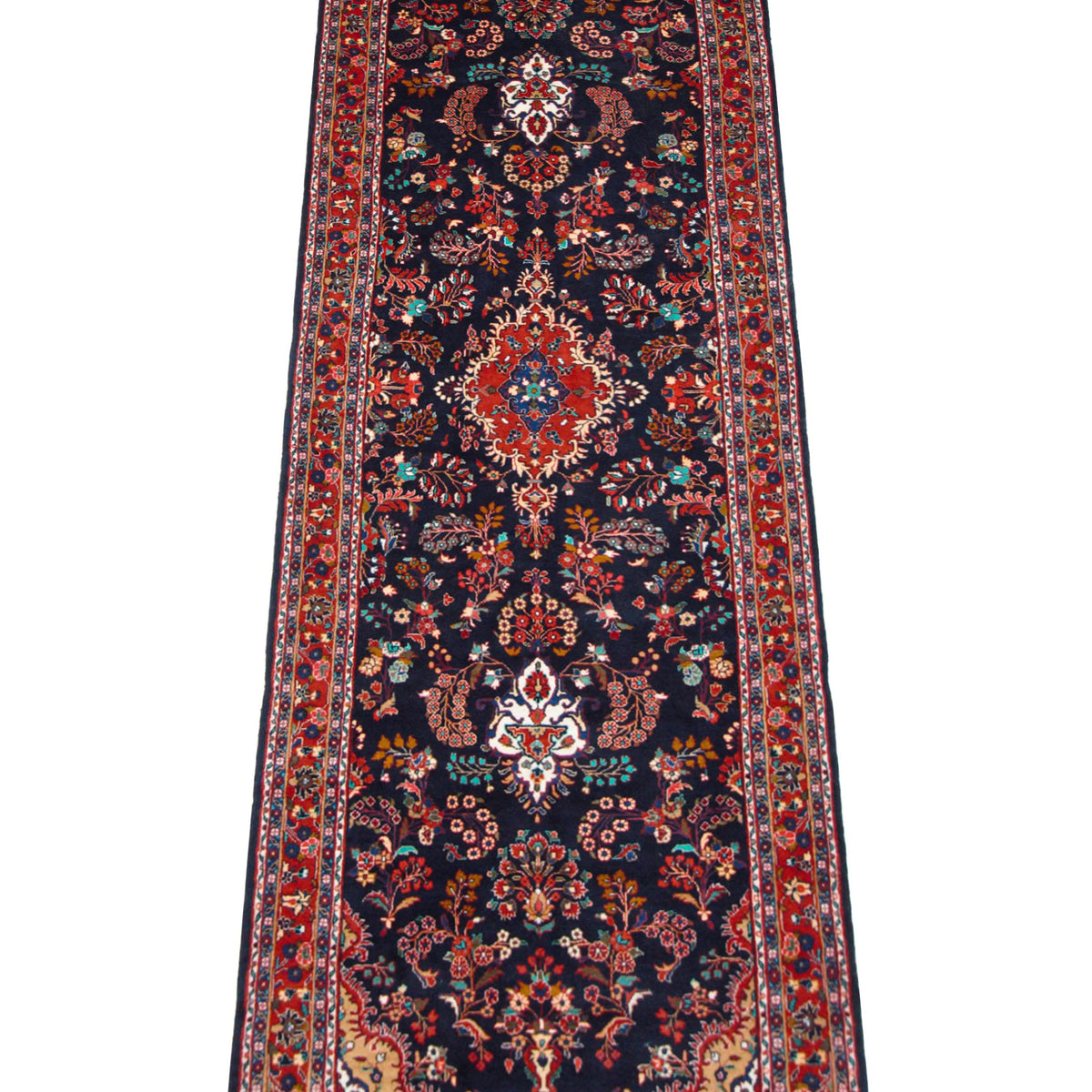 Pacific Hamadan 67183 Red Navy Traditional Hand Knotted Rug
