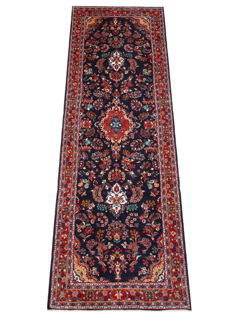 Pacific Hamadan 67183 Red Navy Traditional Hand Knotted Rug