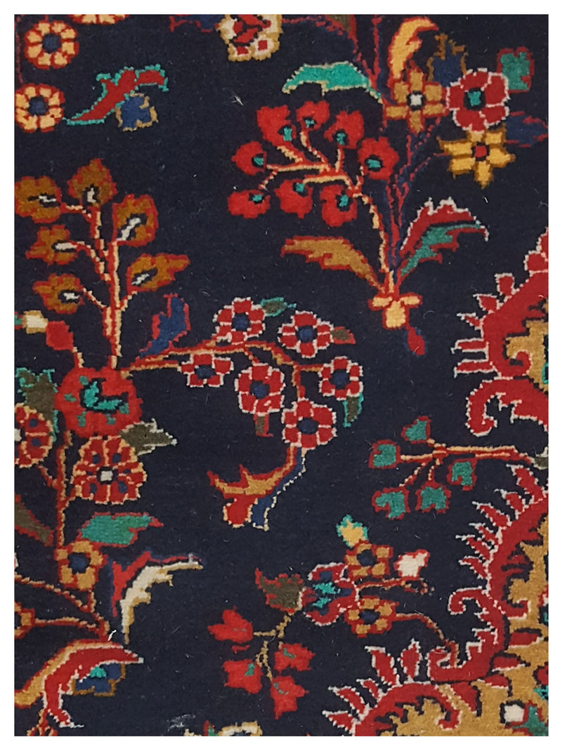 Pacific Hamadan 67183 Red Navy Traditional Hand Knotted Rug