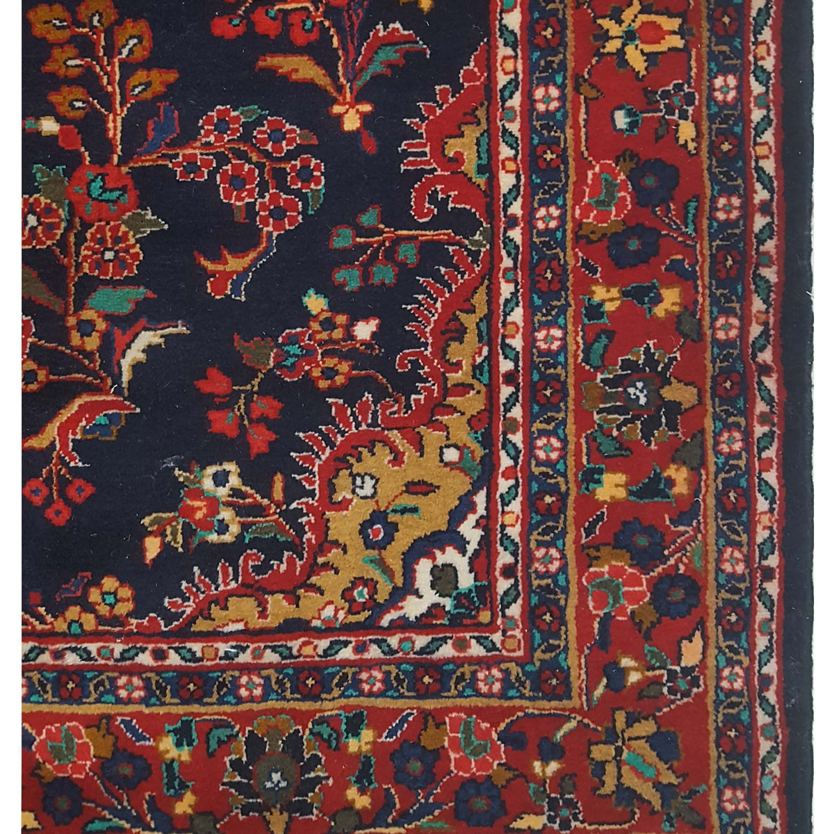 Pacific Hamadan 67183 Red Navy Traditional Hand Knotted Rug