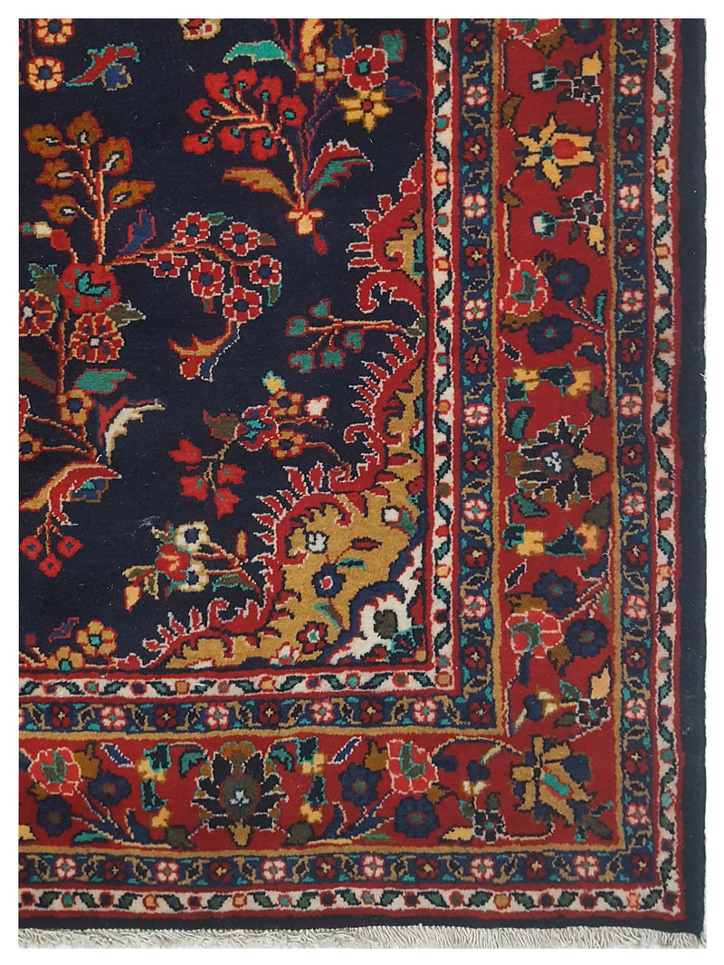Pacific Hamadan 67183 Red Navy Traditional Hand Knotted Rug