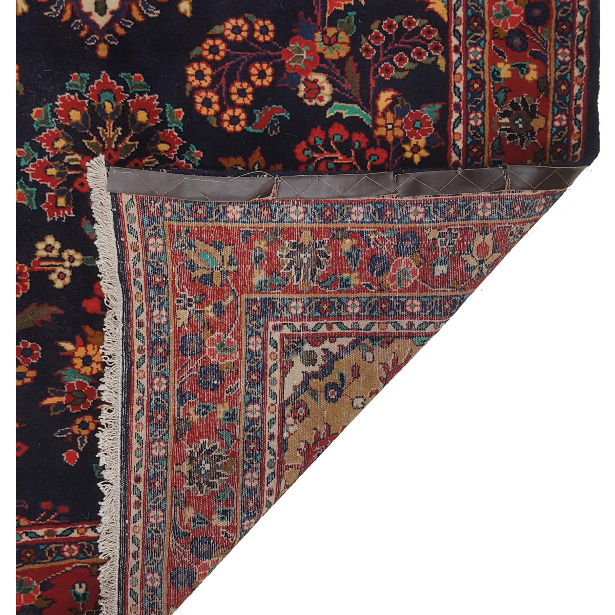 Pacific Hamadan 67183 Red Navy Traditional Hand Knotted Rug