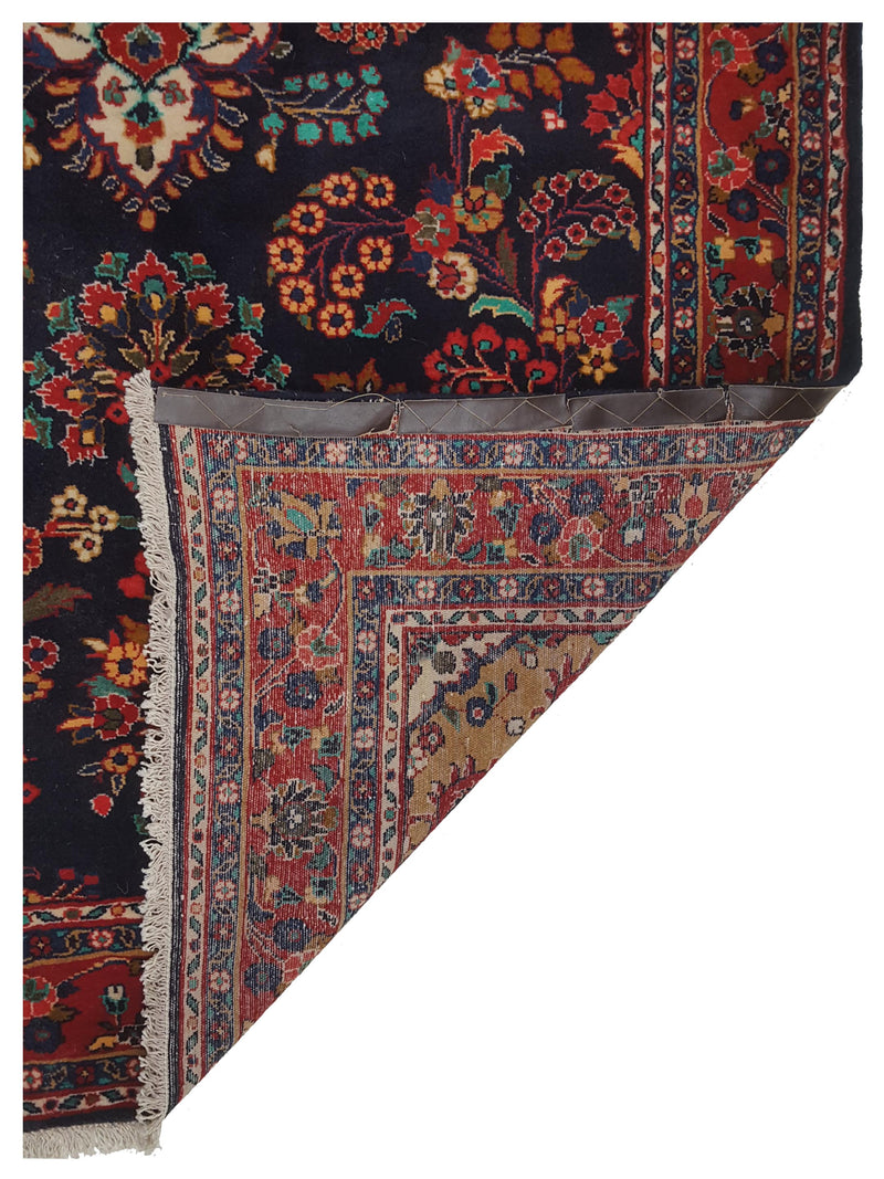 Pacific Hamadan 67183 Red Navy Traditional Hand Knotted Rug