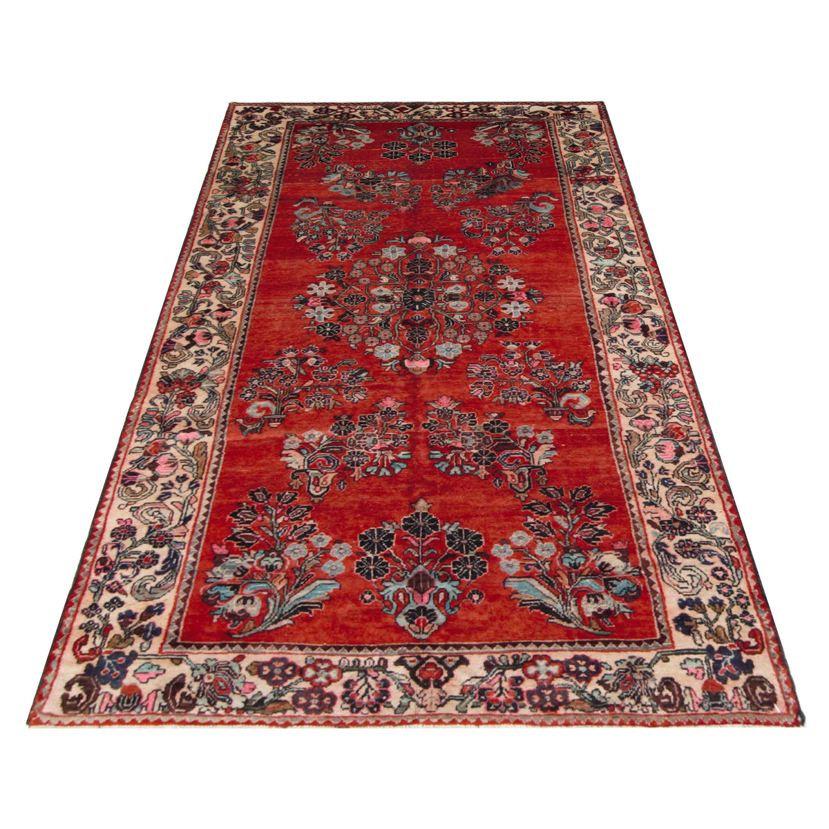 Pacific Bakhtiyari 67184 Red Ivory Traditional Hand Knotted Rug