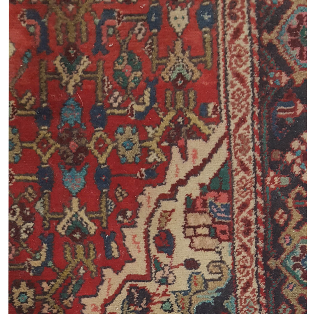 Pacific Hamadan 67187 Ivory Red Traditional Hand Knotted Rug