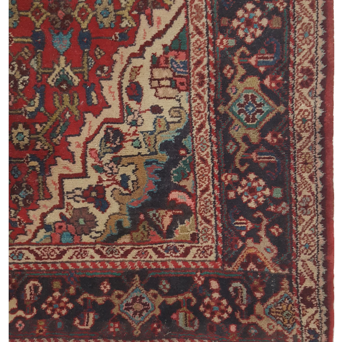 Pacific Hamadan 67187 Ivory Red Traditional Hand Knotted Rug