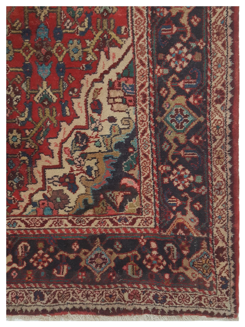 Pacific Hamadan 67187 Ivory Red Traditional Hand Knotted Rug