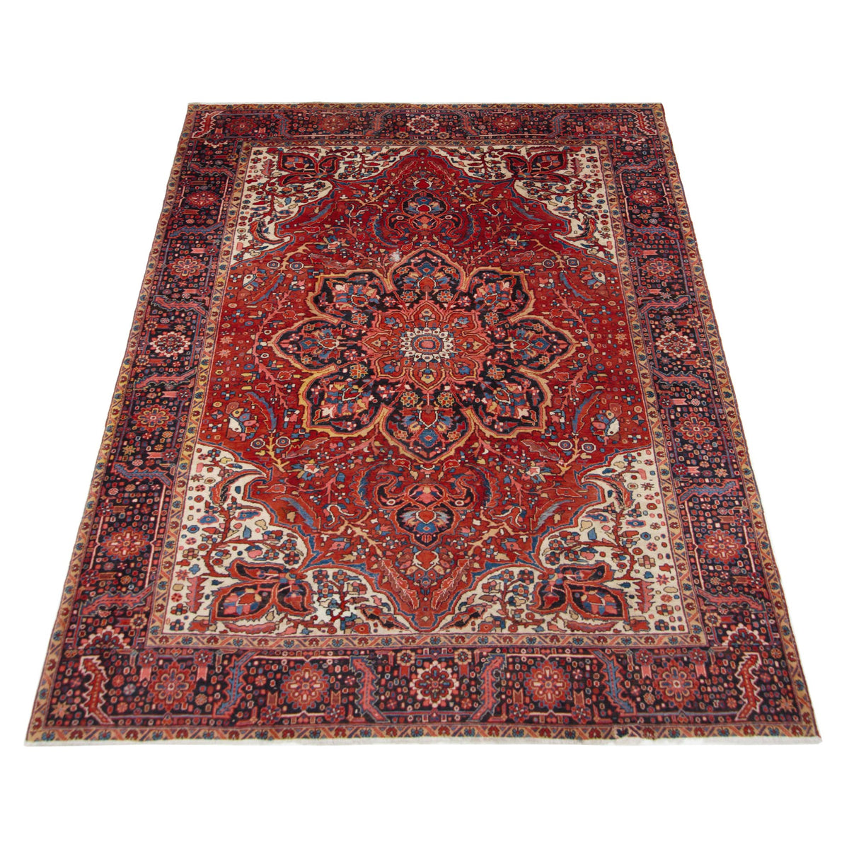Pacific Heriz 67190 Red Navy Traditional Hand Knotted Rug