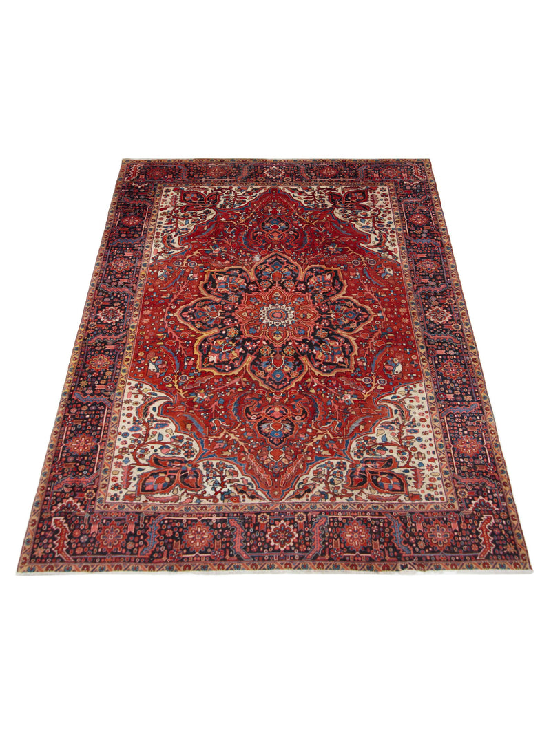 Pacific Heriz 67190 Red Navy Traditional Hand Knotted Rug