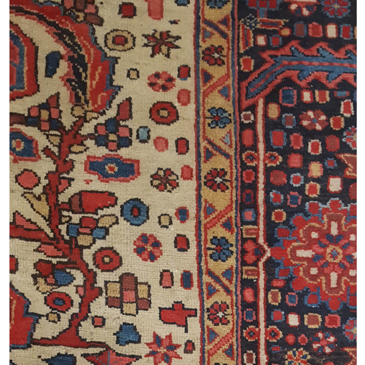 Pacific Heriz 67190 Red Navy Traditional Hand Knotted Rug