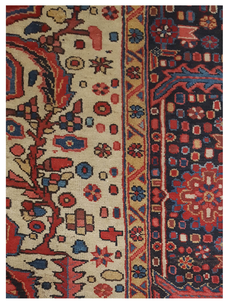 Pacific Heriz 67190 Red Navy Traditional Hand Knotted Rug