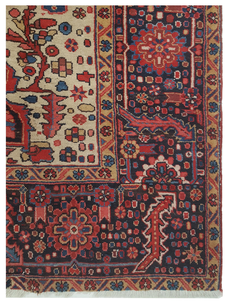 Pacific Heriz 67190 Red Navy Traditional Hand Knotted Rug