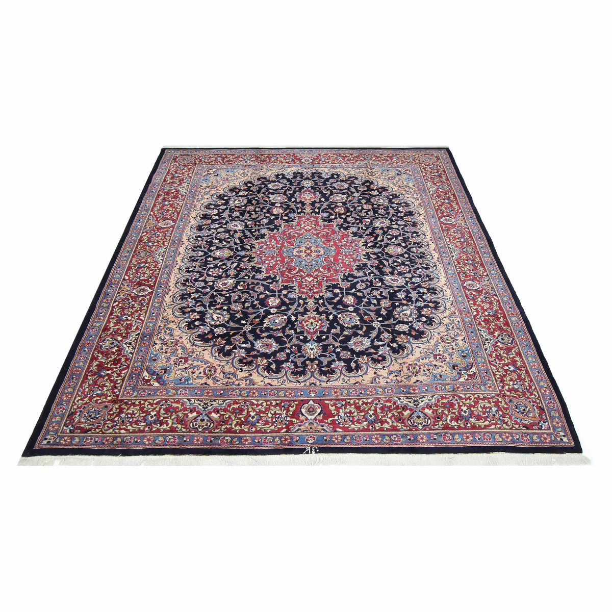 Pacific Mashad Kafie 67197 Blue Red Traditional Hand Knotted Rug