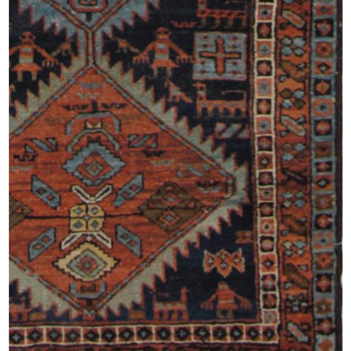 Fasa Antique Heriz 67203 Navy Rust Traditional Antique Rug