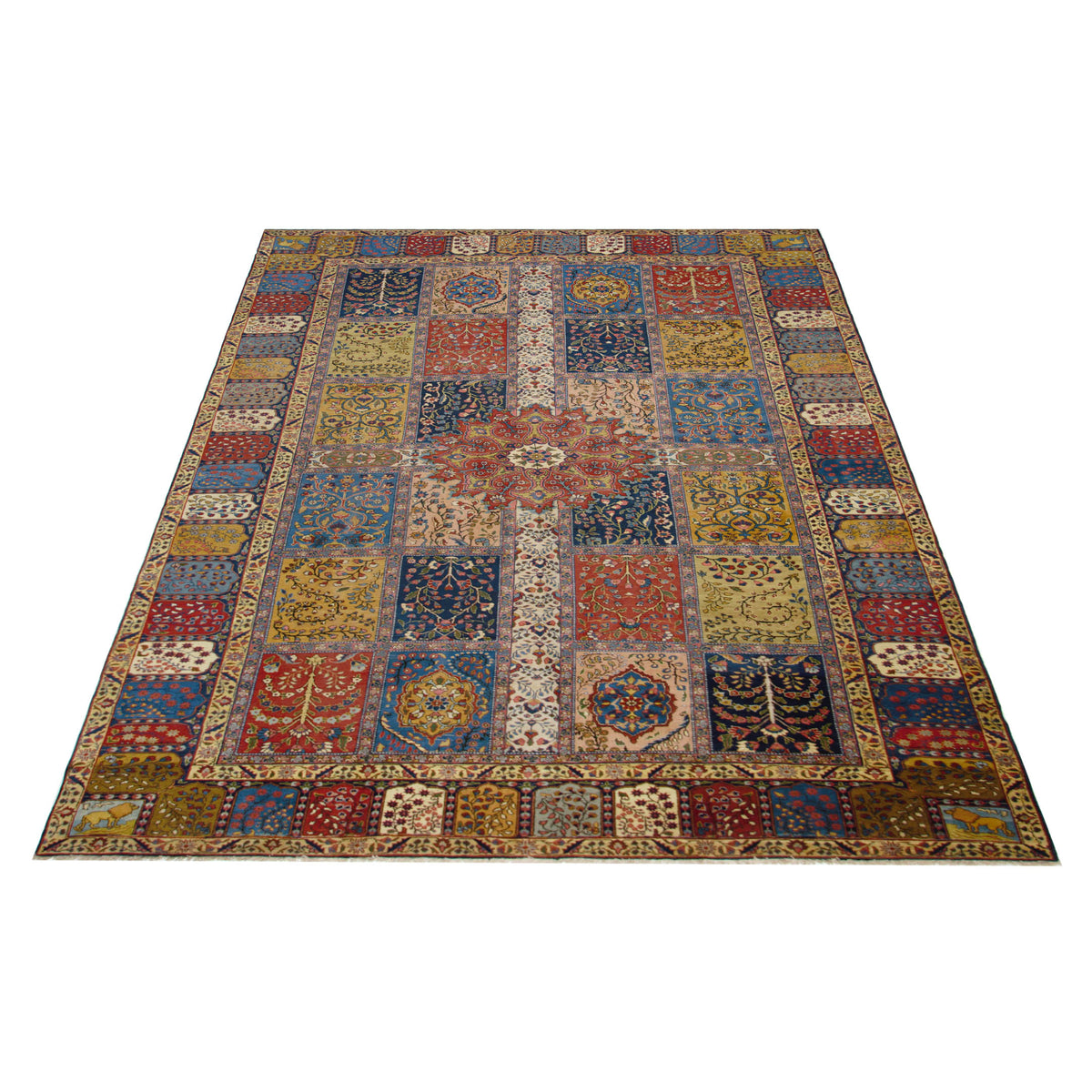 Fasa Antique Khoy 67207 Gold Blue Traditional Antique Rug