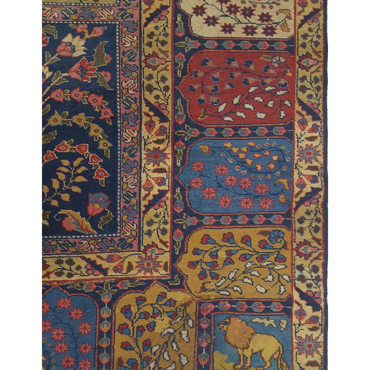 Fasa Antique Khoy 67207 Gold Blue Traditional Antique Rug