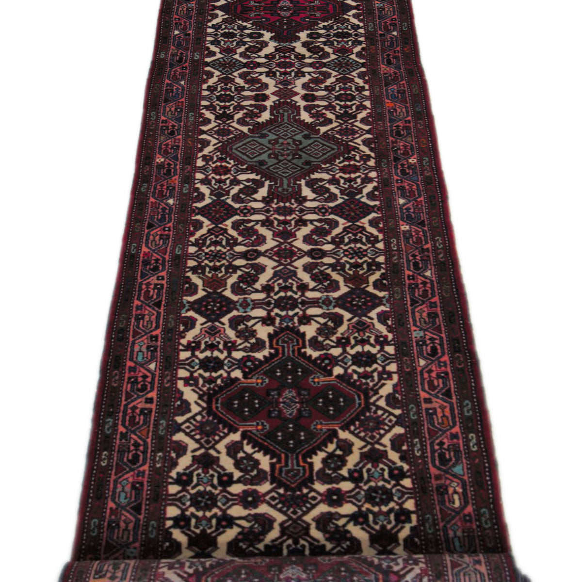 Pacific Hamadan 67214 Red Navy Traditional Hand Knotted Rug