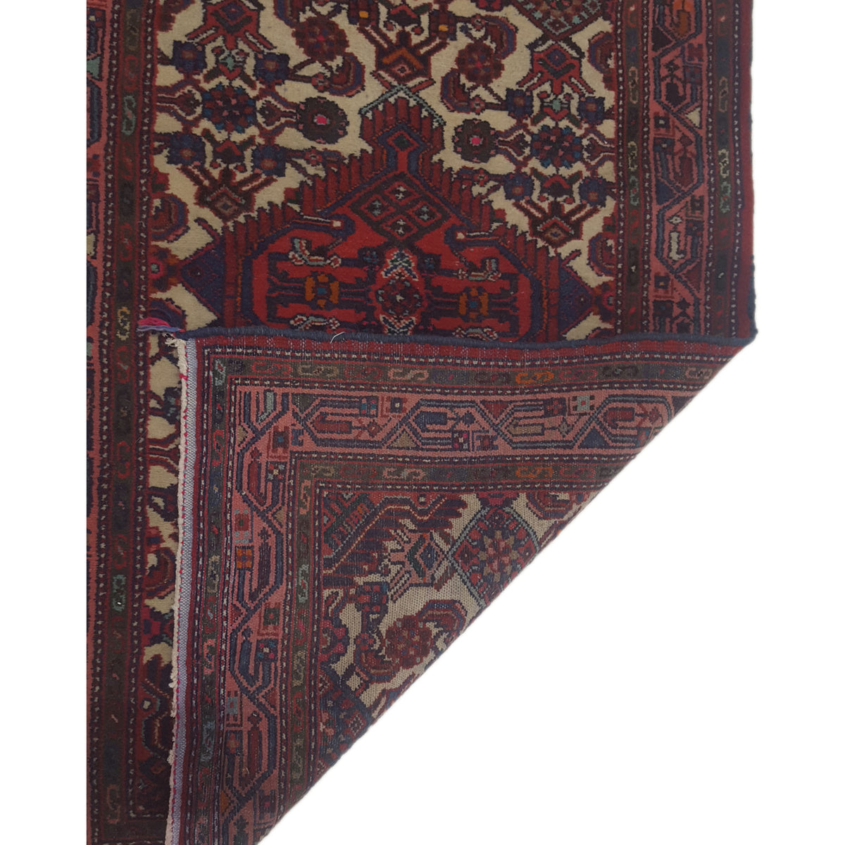 Pacific Hamadan 67214 Red Navy Traditional Hand Knotted Rug