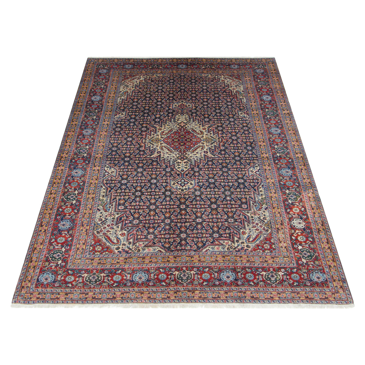 Pacific Senneh 67227 Navy Red Traditional Hand Knotted Rug