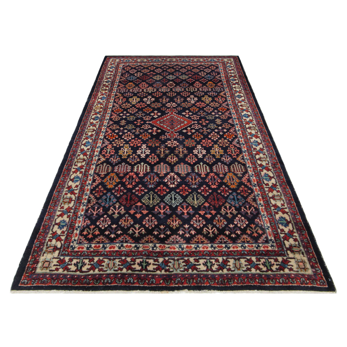 Pacific Joshaghan 67229 Navy Red Traditional Hand Knotted Rug