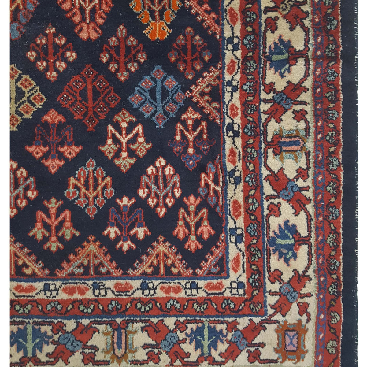 Pacific Joshaghan 67229 Navy Red Traditional Hand Knotted Rug