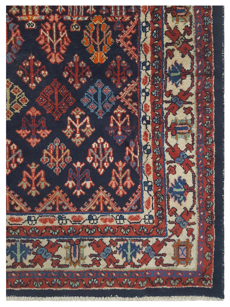Pacific Joshaghan 67229 Navy Red Traditional Hand Knotted Rug