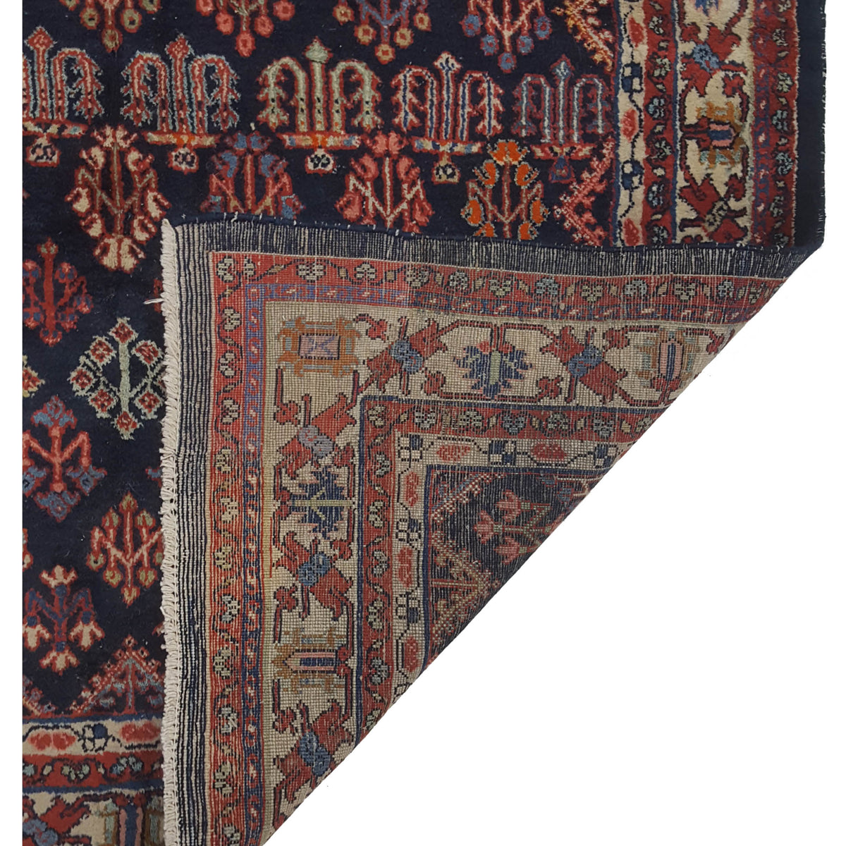 Pacific Joshaghan 67229 Navy Red Traditional Hand Knotted Rug