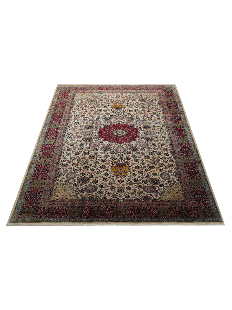 Pacific Tabriz 67239 Red Ivory Traditional Hand Knotted Rug