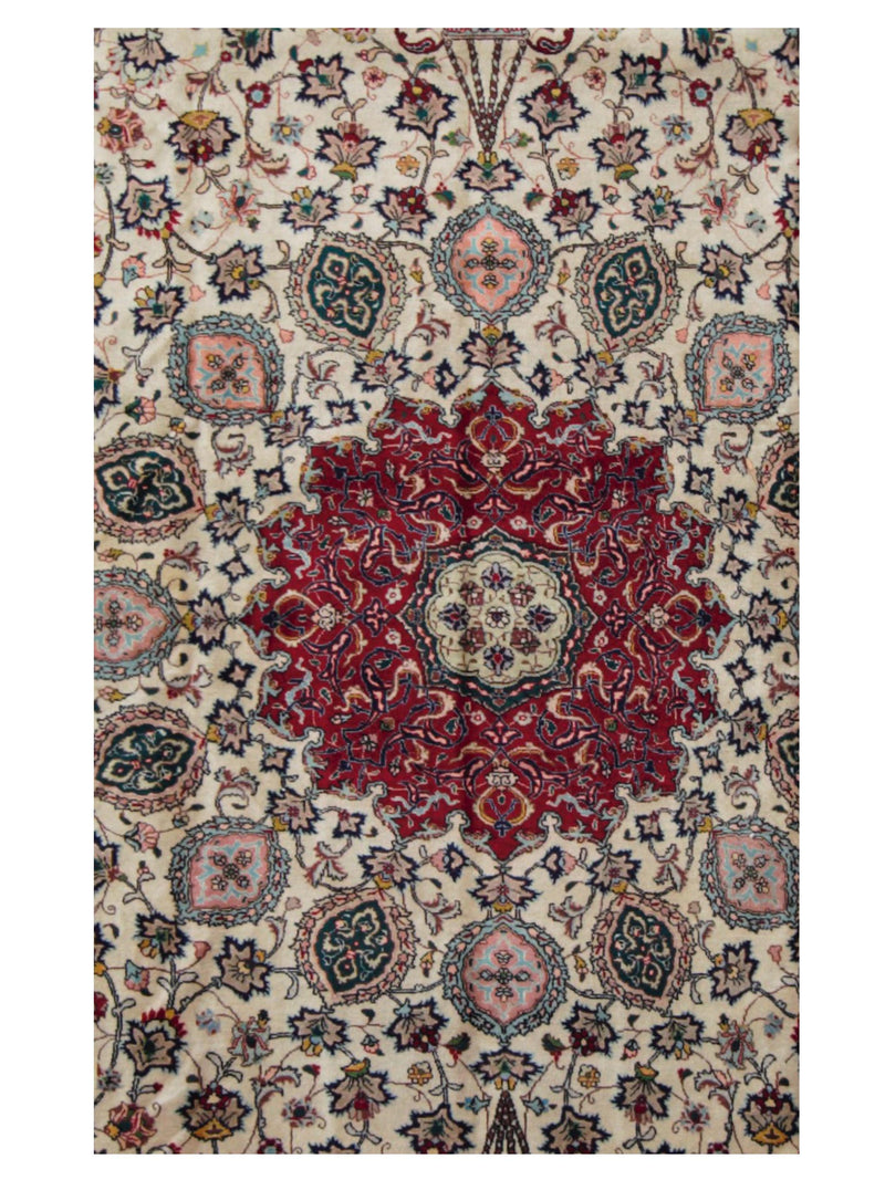 Pacific Tabriz 67239 Red Ivory Traditional Hand Knotted Rug