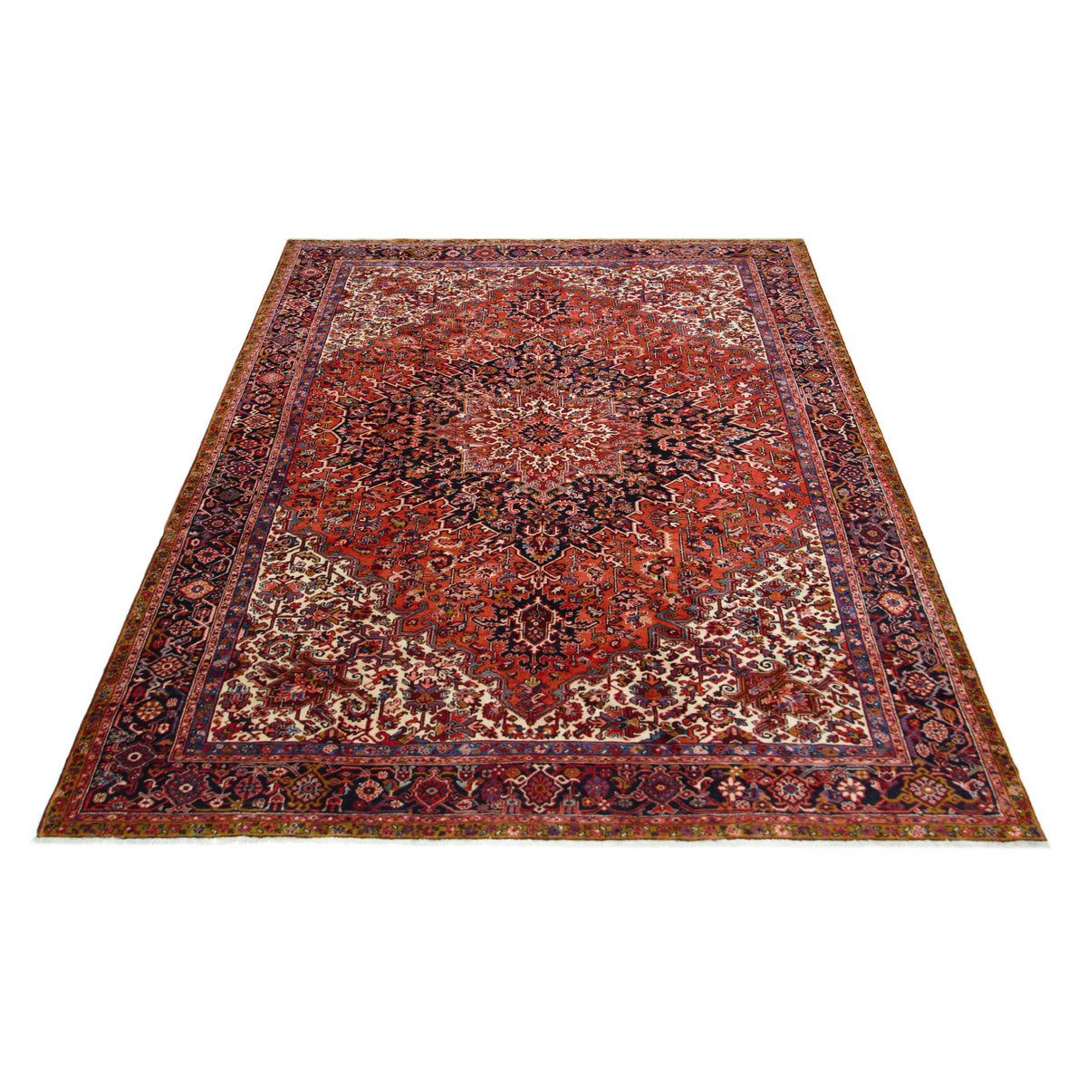 Pacific Heriz 67247 Red Navy Traditional Hand Knotted Rug