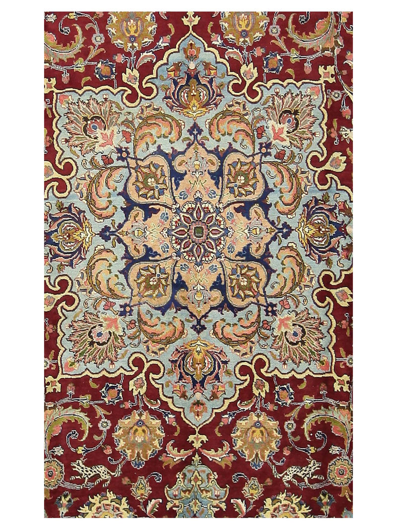 Pacific Khoy 67249 Burgundy Navy Traditional Hand Knotted Rug