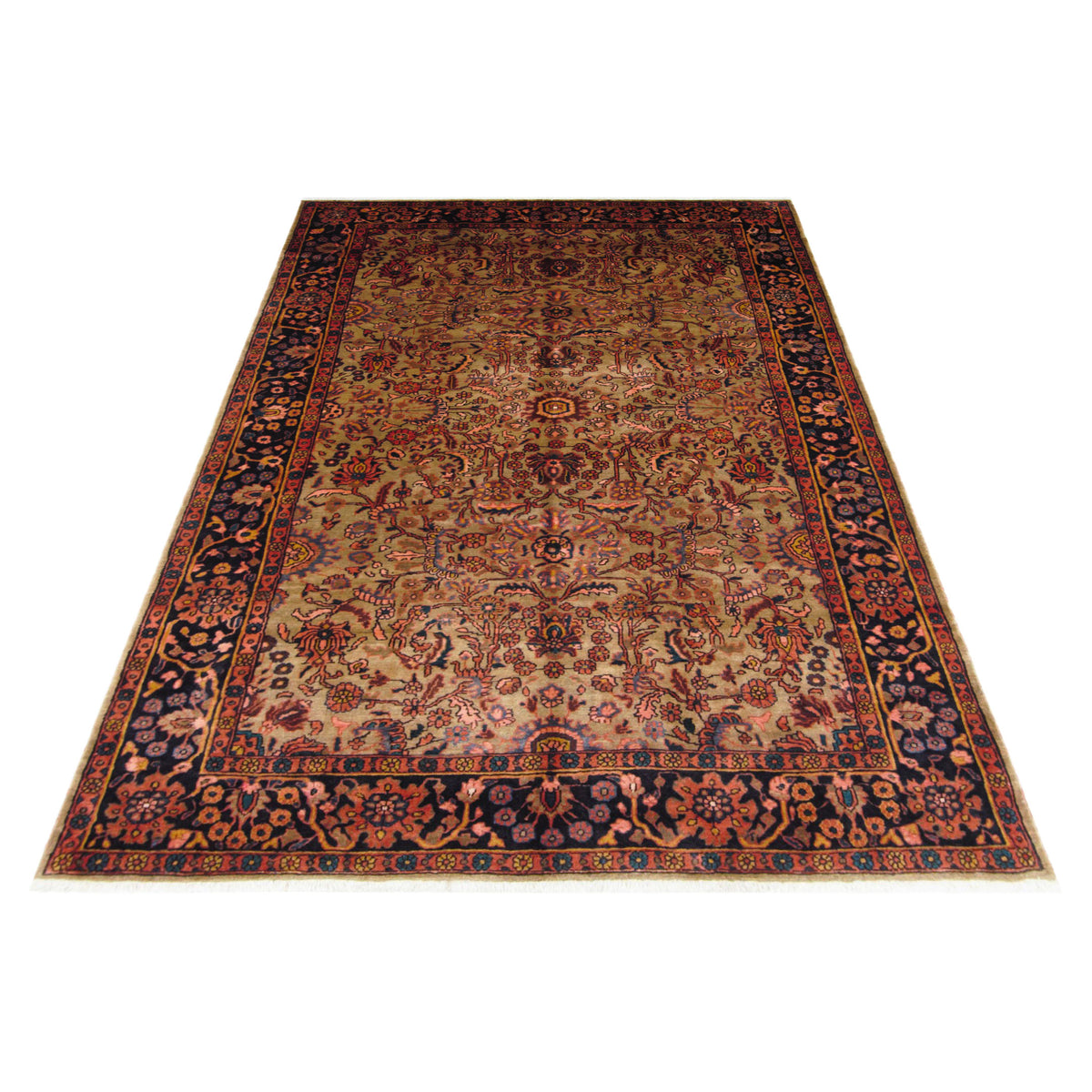 Pacific Hamadan 67256 Gold Navy Traditional Hand Knotted Rug