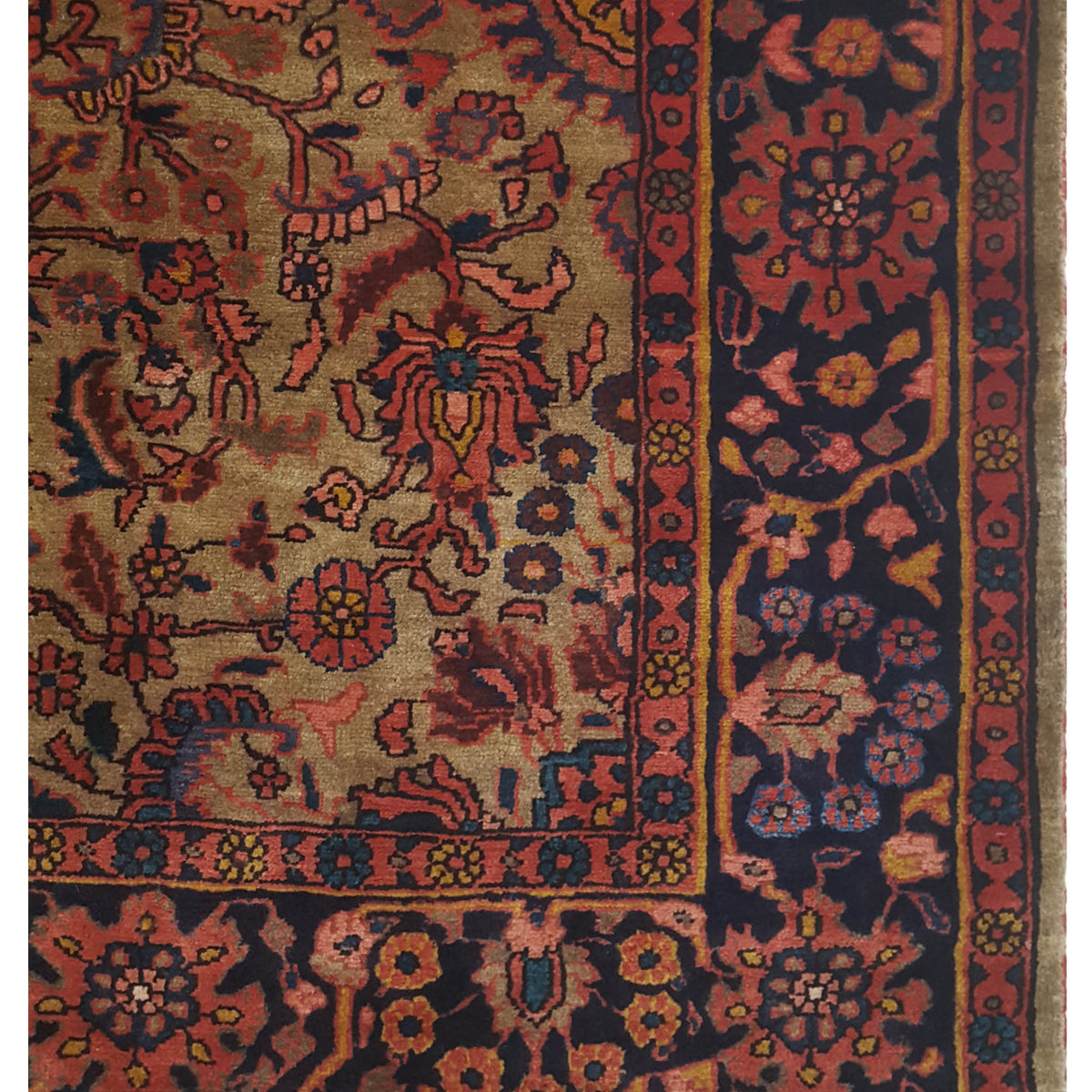 Pacific Hamadan 67256 Gold Navy Traditional Hand Knotted Rug