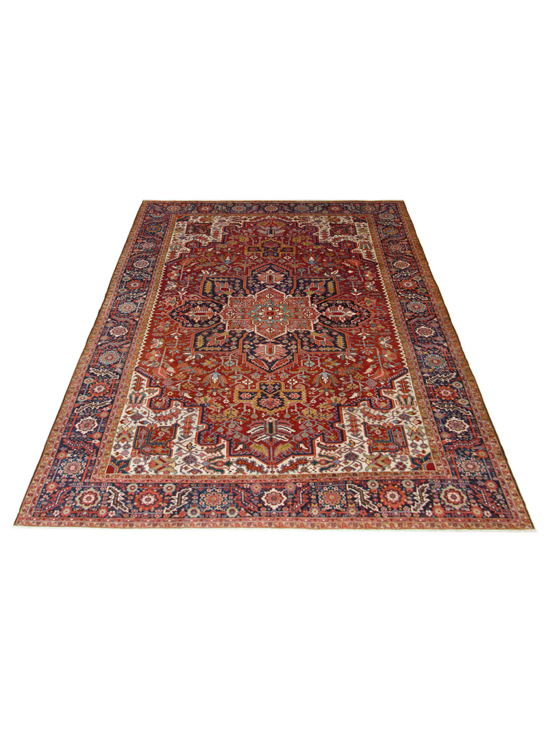 Fasa Antique Heriz 67257 Navy Red Traditional Antique Rug