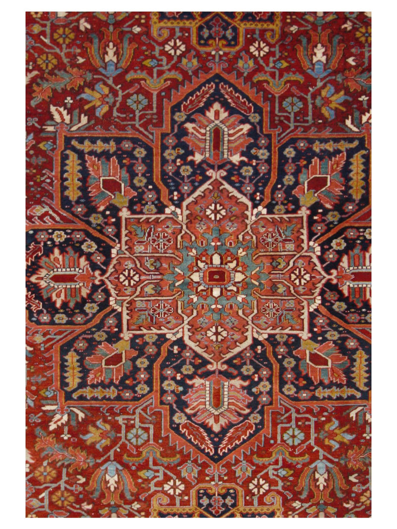Fasa Antique Heriz 67257 Navy Red Traditional Antique Rug