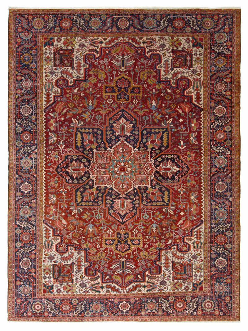 Fasa Antique Heriz  Navy Red Traditional