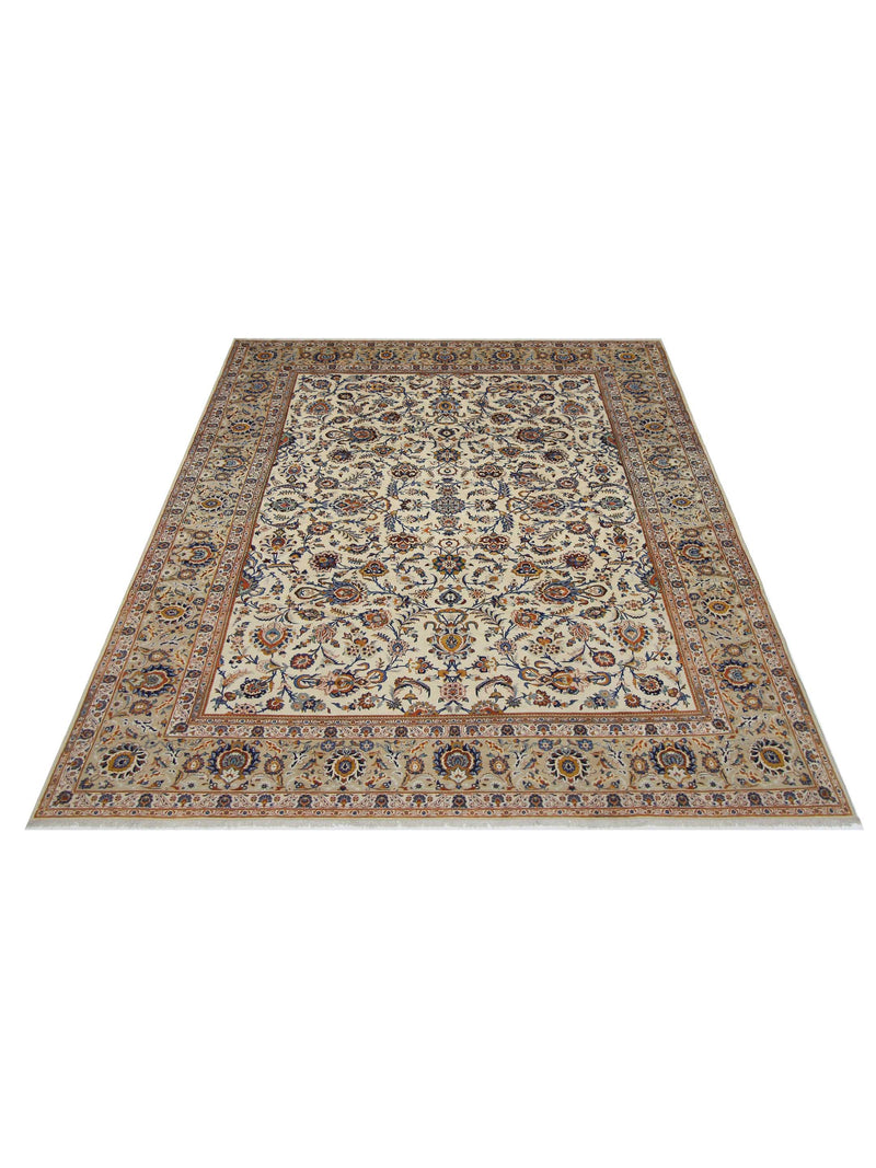 Pacific Kashan 67261 Beige Ivory Traditional Hand Knotted Rug