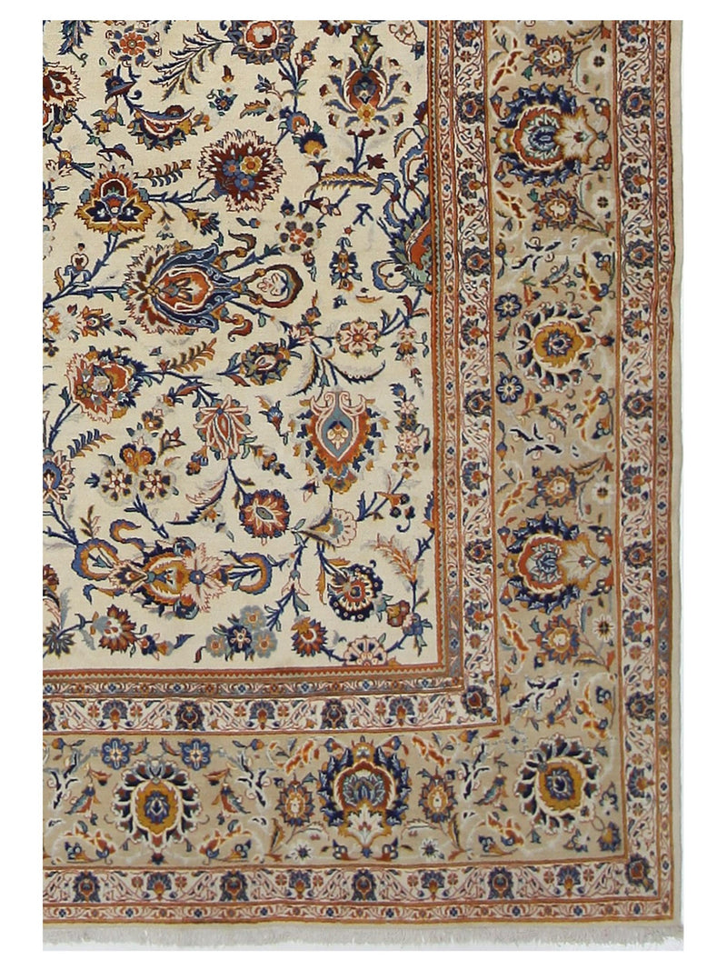 Pacific Kashan 67261 Beige Ivory Traditional Hand Knotted Rug