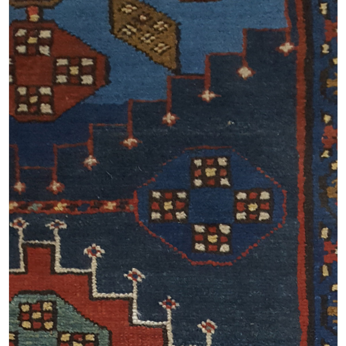 Pacific Azerbaijan 67270 Navy Rust Traditional Hand Knotted Rug