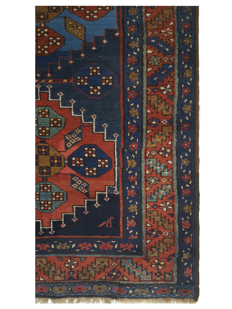 Pacific Azerbaijan 67270 Navy Rust Traditional Hand Knotted Rug