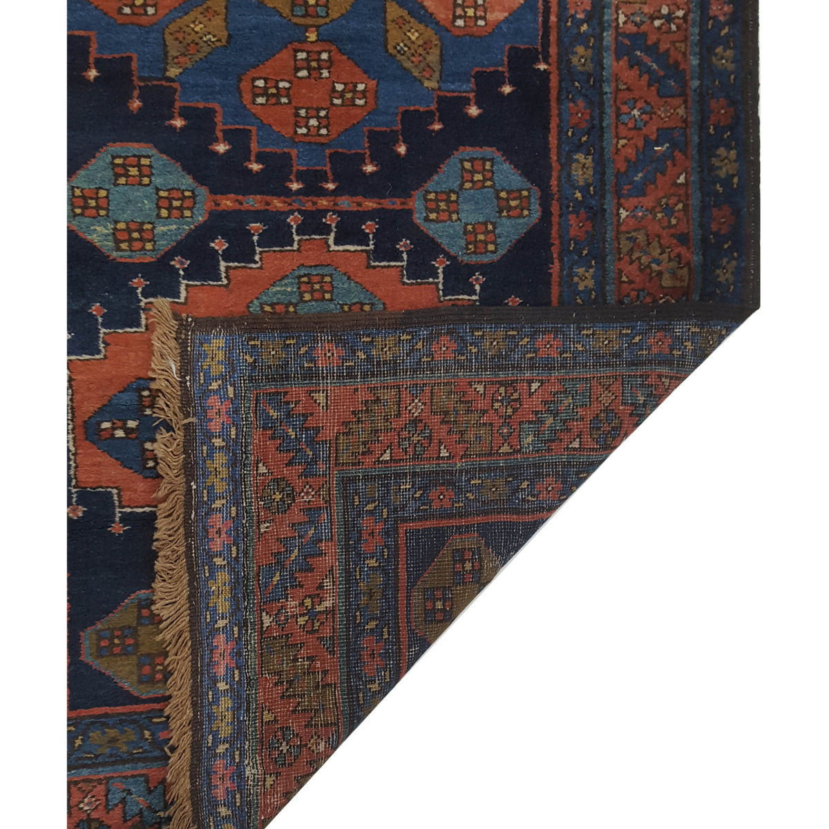 Pacific Azerbaijan 67270 Navy Rust Traditional Hand Knotted Rug