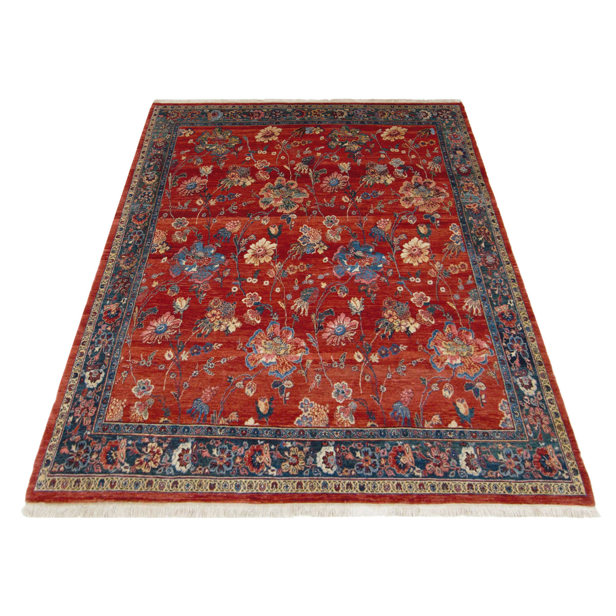 Pacific Senneh 67283 Red Blue Traditional Hand Knotted Rug