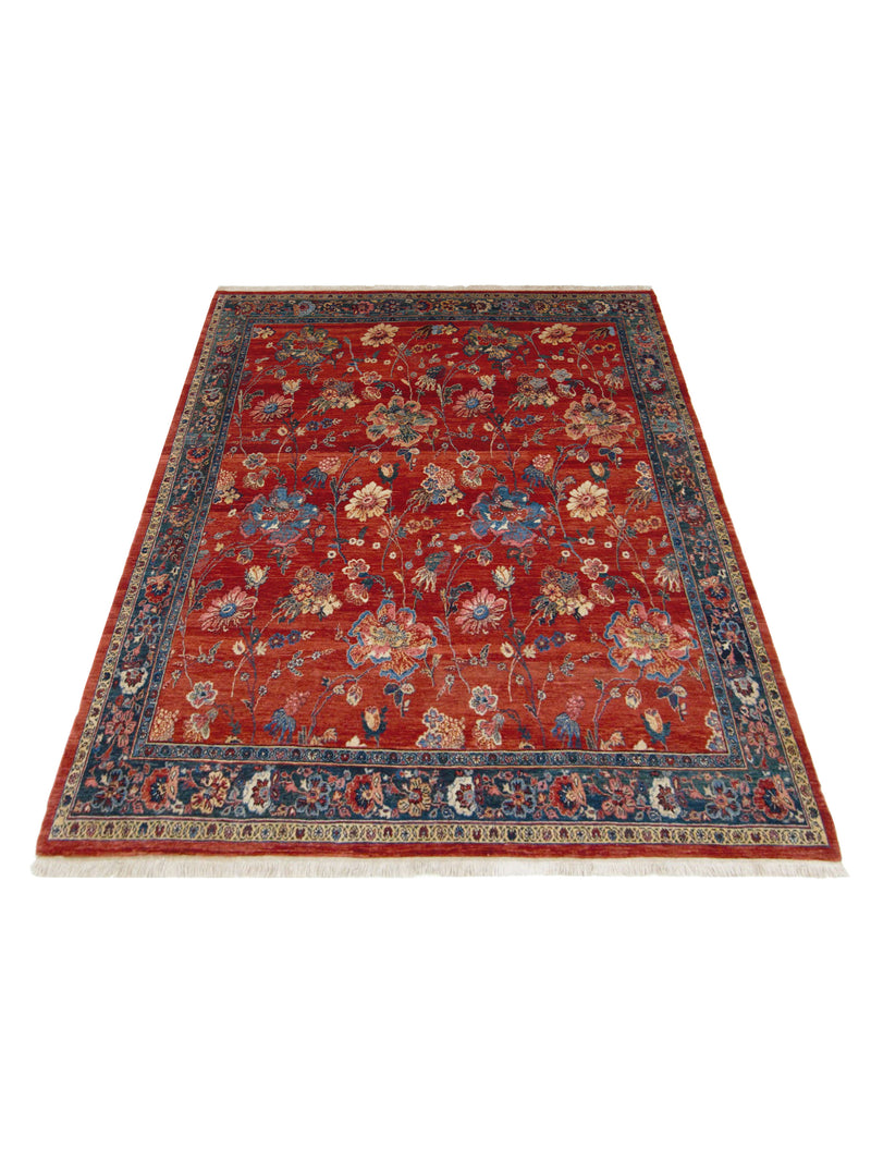 Pacific Senneh 67283 Red Blue Traditional Hand Knotted Rug