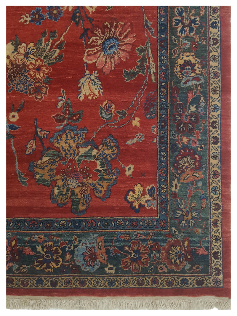 Pacific Senneh 67283 Red Blue Traditional Hand Knotted Rug