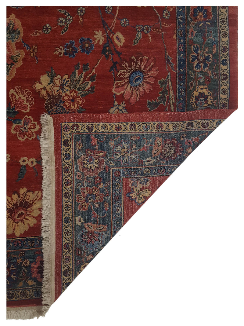 Pacific Senneh 67283 Red Blue Traditional Hand Knotted Rug
