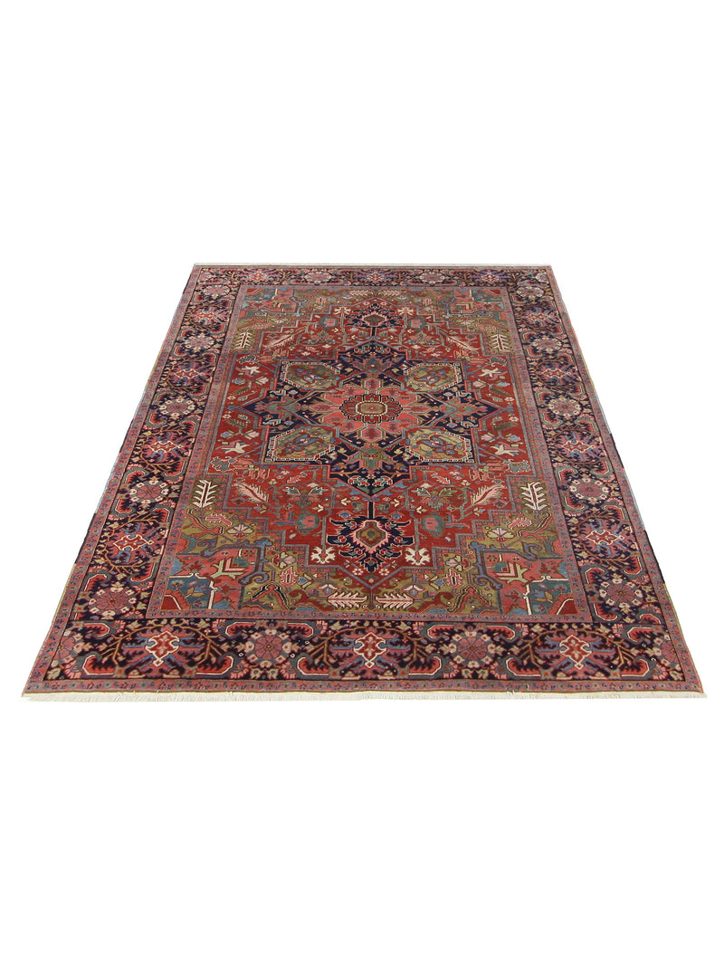 Pacific Heriz 67284 Coral Navy Traditional Hand Knotted Rug